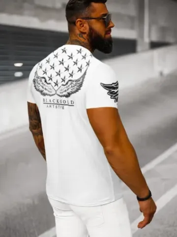 T-shirt męski slim fit biały NB/MT3053Z^Ozonee Discount