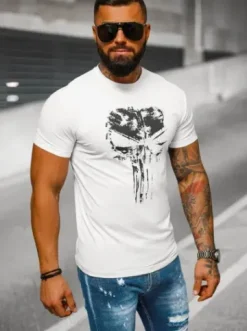 T-shirt męski slim fit biały NB/MT3045Z^Ozonee Online