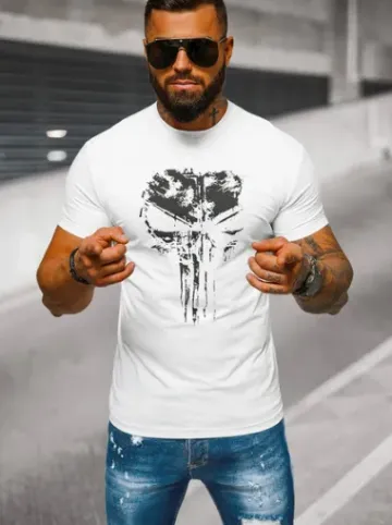 T-shirt męski slim fit biały NB/MT3045Z^Ozonee Online