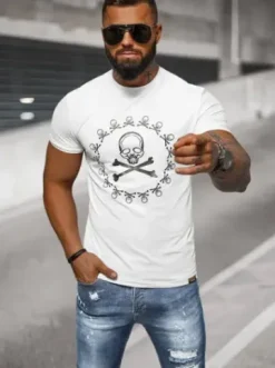 T-shirt męski slim fit biały NB/MT3068^Ozonee Clearance