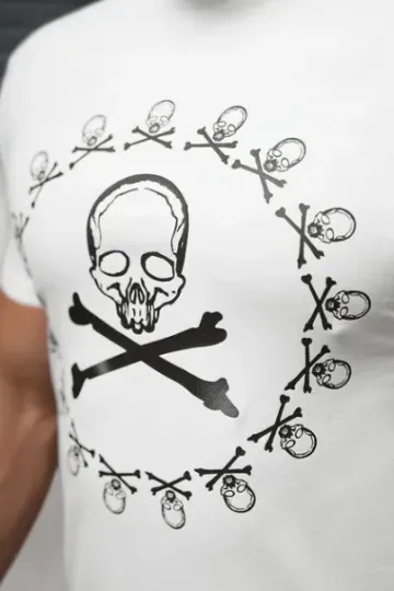 T-shirt męski slim fit biały NB/MT3068^Ozonee Clearance