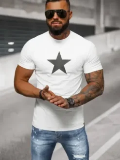 T-shirt męski slim fit biały NB/MT3067^Ozonee Clearance
