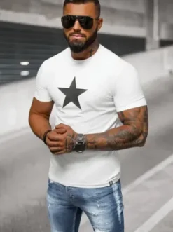 T-shirt męski slim fit biały NB/MT3067^Ozonee Clearance