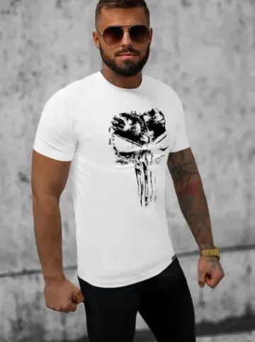 T-shirt męski slim fit biały NB/MT3045^Ozonee Clearance