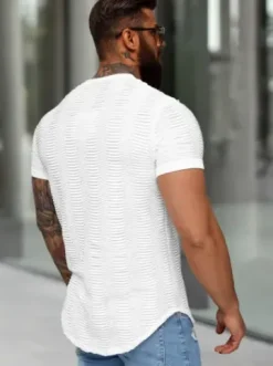 T-shirt męski slim-fit biały O/B1147^Ozonee Online