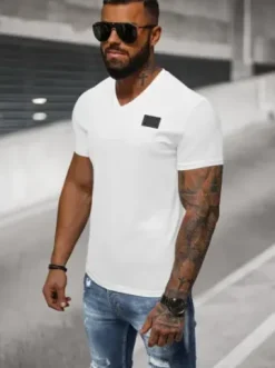 T-shirt męski slim fit biały NB/MT3030Z^Ozonee Fashion