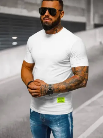 T-shirt męski slim fit biały NB/MT3046Z^Ozonee Discount