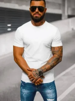T-shirt męski slim fit biały NB/MT3001Z^Ozonee Hot