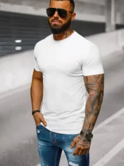 T-shirt męski slim fit biały NB/MT3001Z^Ozonee Hot