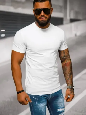 T-shirt męski slim fit biały NB/MT3001Z^Ozonee Hot