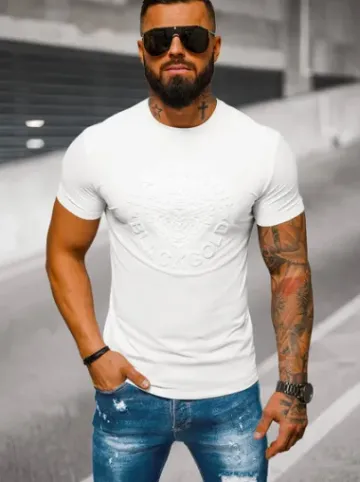 T-shirt męski slim fit biały NB/MT3056Z^Ozonee Outlet