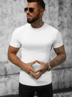 T-shirt męski slim fit biały NB/MT3001^Ozonee Discount