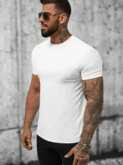 T-shirt męski slim fit biały NB/MT3001^Ozonee Discount