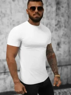 T-shirt męski slim fit biały NB/MT3001^Ozonee Discount