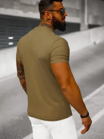 T-shirt męski slim fit brązowy NB/MT3001^Ozonee Hot