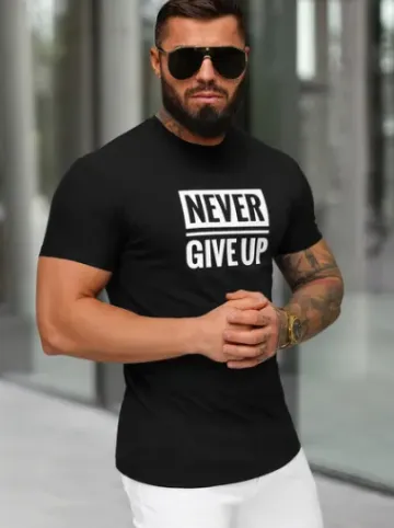 T-shirt męski slim fit czarny NB/MT3133^Ozonee Fashion