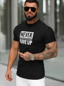 T-shirt męski slim fit czarny NB/MT3133^Ozonee Fashion