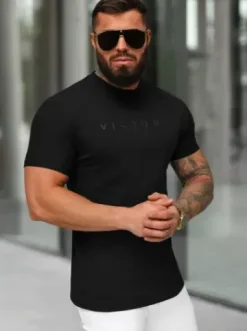 T-shirt męski slim fit czarny NB/MT3138^Ozonee Online