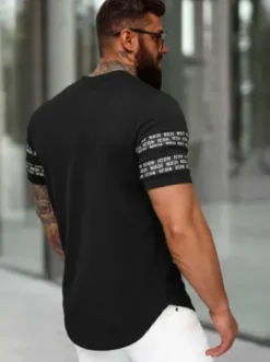 T-shirt męski slim-fit czarny O/B1213^Ozonee Hot