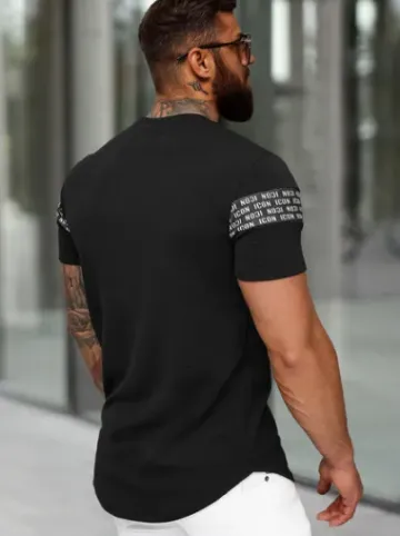 T-shirt męski slim-fit czarny O/B1216^Ozonee New