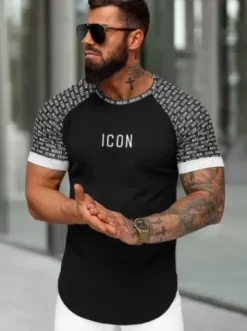 T-shirt męski slim-fit czarny O/B1212^Ozonee Best