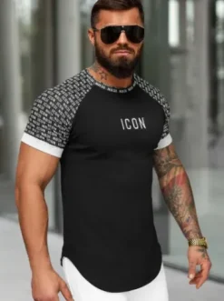 T-shirt męski slim-fit czarny O/B1212^Ozonee Best