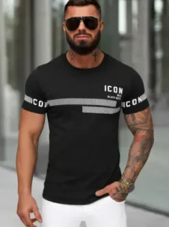 T-shirt męski slim fit czarny JS/8B1701/3^Ozonee Best