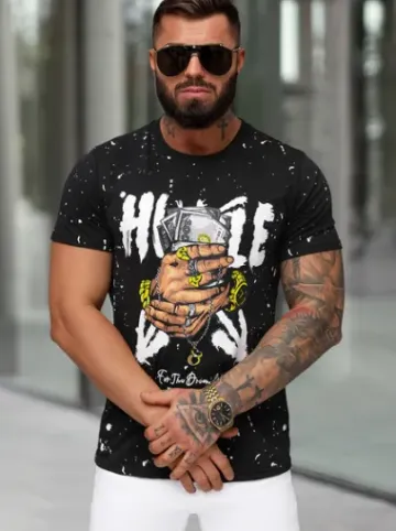 T-shirt męski slim fit czarny JS/8B1389/3^Ozonee Outlet