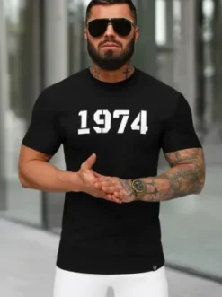 T-shirt męski slim fit czarny NB/MT3130^Ozonee Fashion