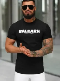 T-shirt męski slim fit czarny NB/MT3135^Ozonee Online