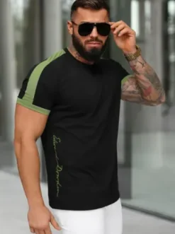 T-shirt męski slim fit czarny O/QQ1196^Ozonee Outlet