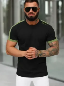 T-shirt męski slim fit czarny O/QQ1196^Ozonee Outlet