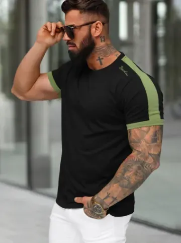 T-shirt męski slim fit czarny O/QQ1196^Ozonee Outlet