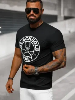 T-shirt męski slim fit czarny NB/MT3074^Ozonee Best