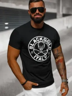 T-shirt męski slim fit czarny NB/MT3074^Ozonee Best