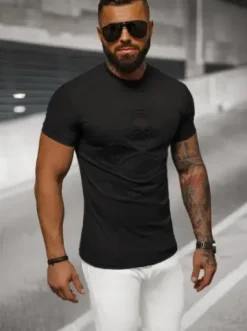 T-shirt męski slim fit czarny NB/MT3103^Ozonee Hot