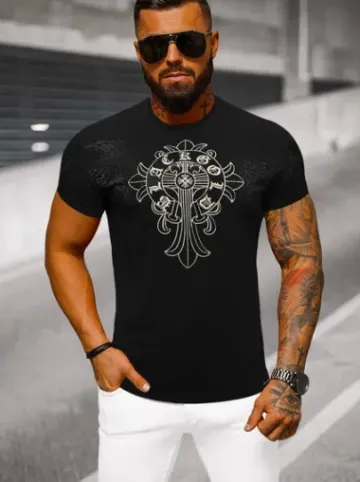 T-shirt męski slim fit czarny NB/MT3037Z^Ozonee Online
