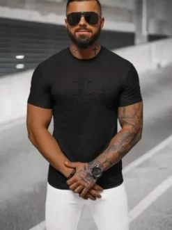 T-shirt męski slim fit czarny NB/MT3111^Ozonee New