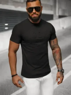 T-shirt męski slim fit czarny NB/MT3111^Ozonee New