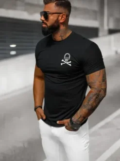 T-shirt męski slim fit czarny NB/MT3066^Ozonee Best
