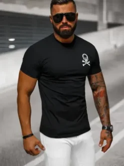 T-shirt męski slim fit czarny NB/MT3066^Ozonee Best
