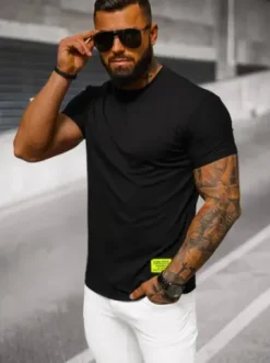 T-shirt męski slim fit czarny NB/MT3046Z^Ozonee New
