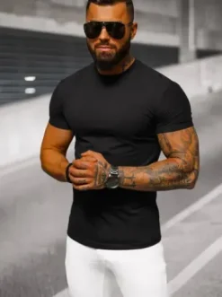 T-shirt męski slim fit czarny NB/MT3001Z^Ozonee Hot