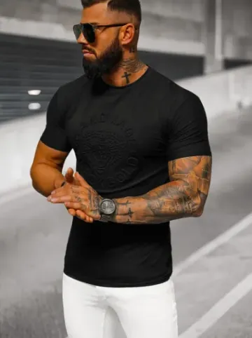 T-shirt męski slim fit czarny NB/MT3056Z^Ozonee Best