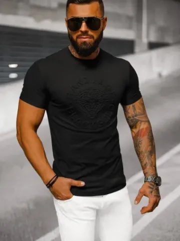 T-shirt męski slim fit czarny NB/MT3056Z^Ozonee Best