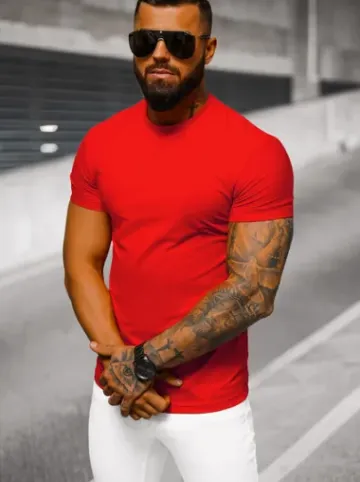 T-shirt męski slim fit czerwony NB/MT3001Z^Ozonee New