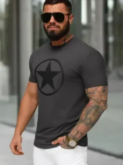 T-shirt męski slim fit grafitowy NB/MT3151^Ozonee Hot