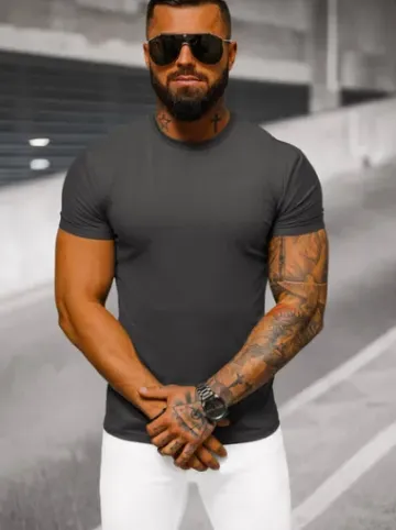 T-shirt męski slim fit grafitowy NB/MT3001Z^Ozonee Sale
