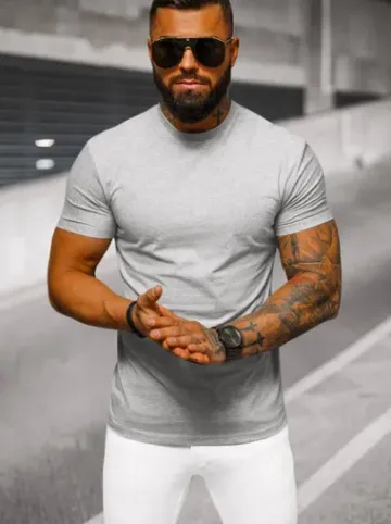 T-shirt męski slim fit szary NB/MT3001Z^Ozonee Online