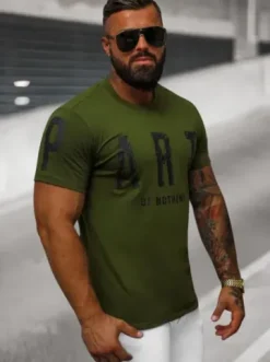 T-shirt męski zielony O/8T1263/29^Ozonee New